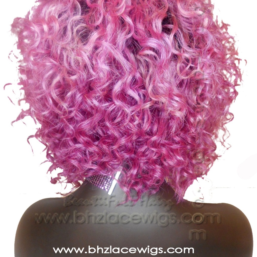 Konie pink wig curly lace PART wig curly bob pink - Picture 4 of 8